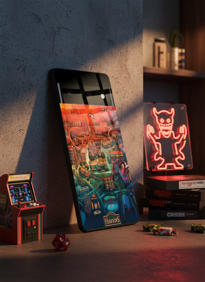 STRANGER THINGS- Hawkins Cinematic Map Premium Glass Back Cover For Google Pixel 7,8,9,10 Series