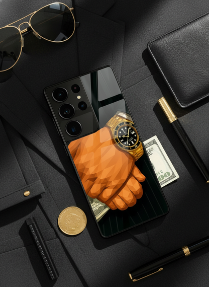 Money Matters Premium Glass Back Cover For Galaxy S, A, M & F Series