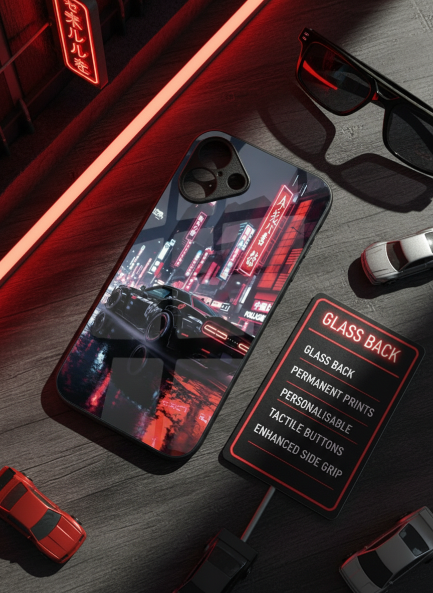 Tokyo Heart Premium Glass Back Cover For iPhone 11-17 Models