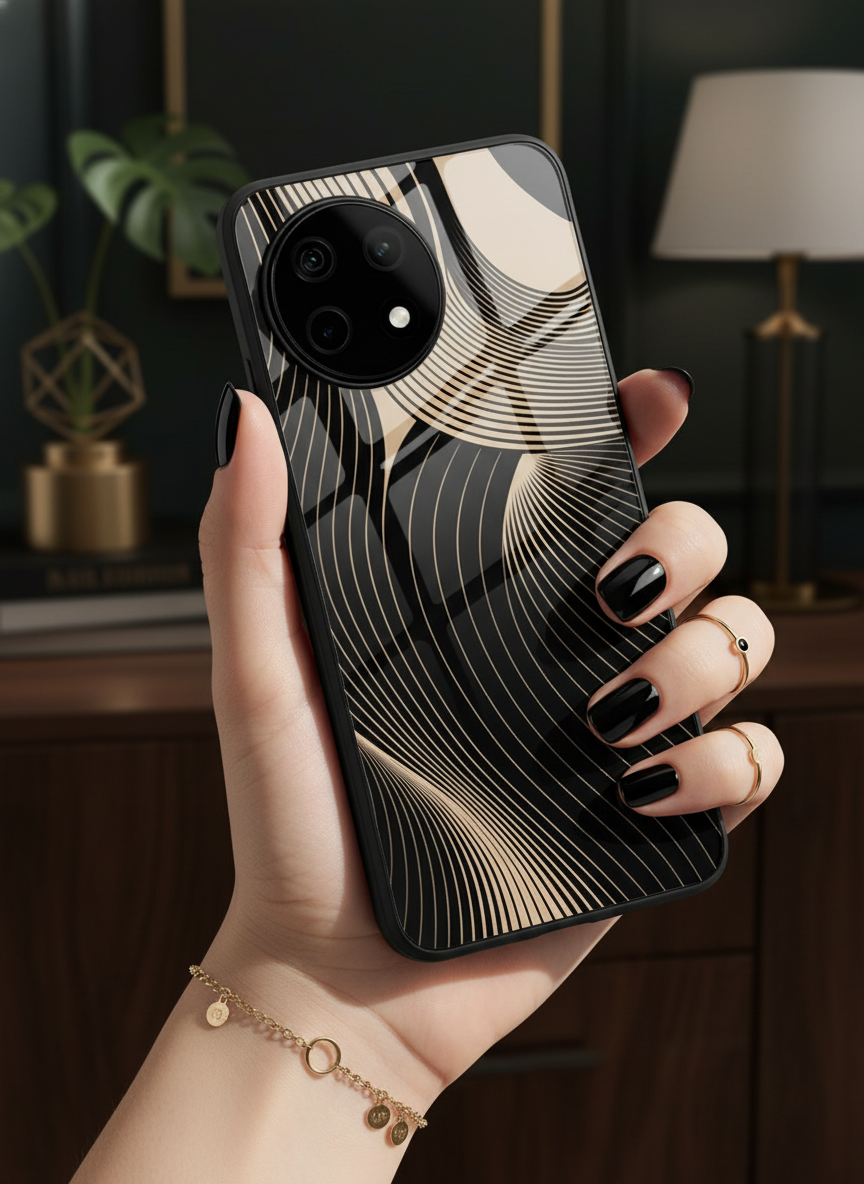 Aesthetic Swirls Premium Glass Back Cover For One Plus 13, 12, 11, 10, Nord Series