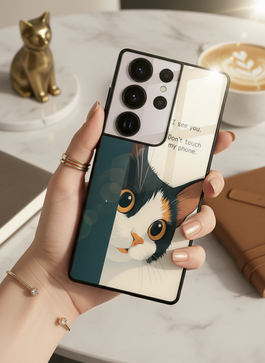 Sassy Cats Premium Glass Back Cover For Galaxy S, A, M & F Series