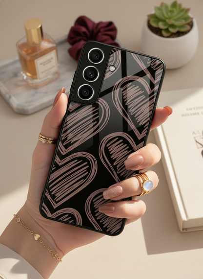 Heartlines Premium Glass Back Cover For Galaxy S, A, M & F Series