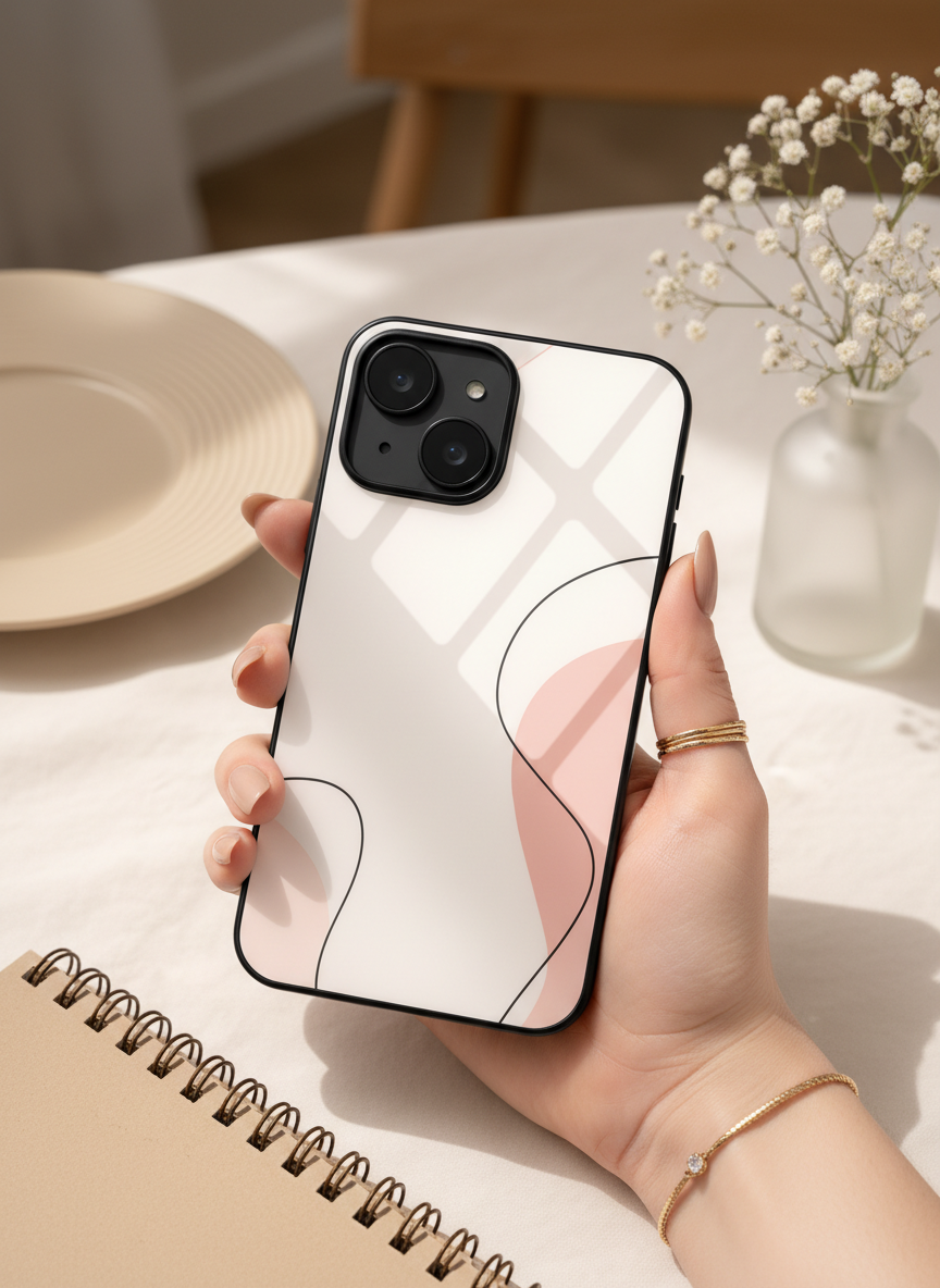 Clean Girl Aesthetics Premium Glass Back Cover For iPhone 11-17 Models