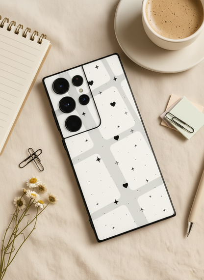 Minimal Love Premium Glass Back Cover For Galaxy S, A, M & F Series