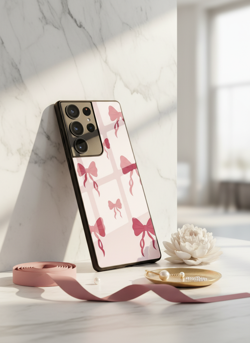 Purple Charm Premium Glass Back Cover For Galaxy S, A, M & F Series