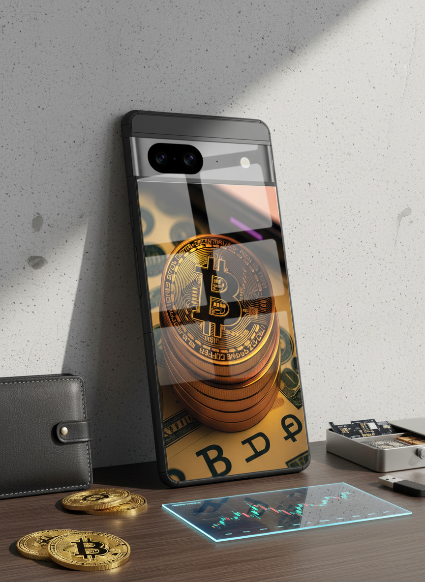 Bitcoin Blaze Premium Glass Back Cover For Google Pixel 7,8,9,10 Series