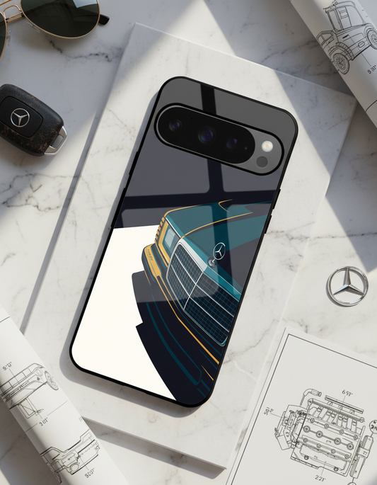 Minimal Car Sketch Premium Glass Back Cover For Google Pixel 7,8,9,10 Series