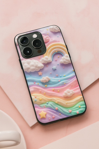 Whimsy Cloud Premium Glass Back Cover For iPhone 11,12,13,14,15,16,17 Models The Case & Co