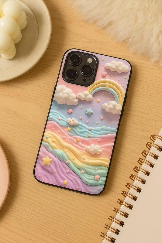 Whimsy Cloud Premium Glass Back Cover For iPhone 11,12,13,14,15,16,17 Models The Case & Co