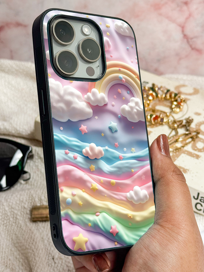 Whimsy Cloud Premium Glass Back Cover For iPhone 11,12,13,14,15,16,17 Models The Case & Co