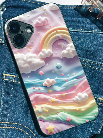 Whimsy Cloud Premium Glass Back Cover For iPhone 11,12,13,14,15,16,17 Models The Case & Co