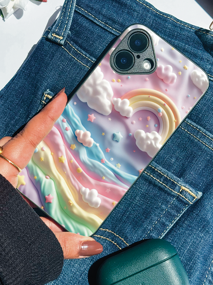 Whimsy Cloud Premium Glass Back Cover For iPhone 11,12,13,14,15,16,17 Models The Case & Co