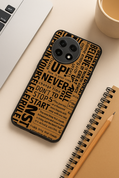 Words Of Strenght Premium Glass Back Cover For One Plus 13, 12, 11, 10, Nord Series The Case & Co