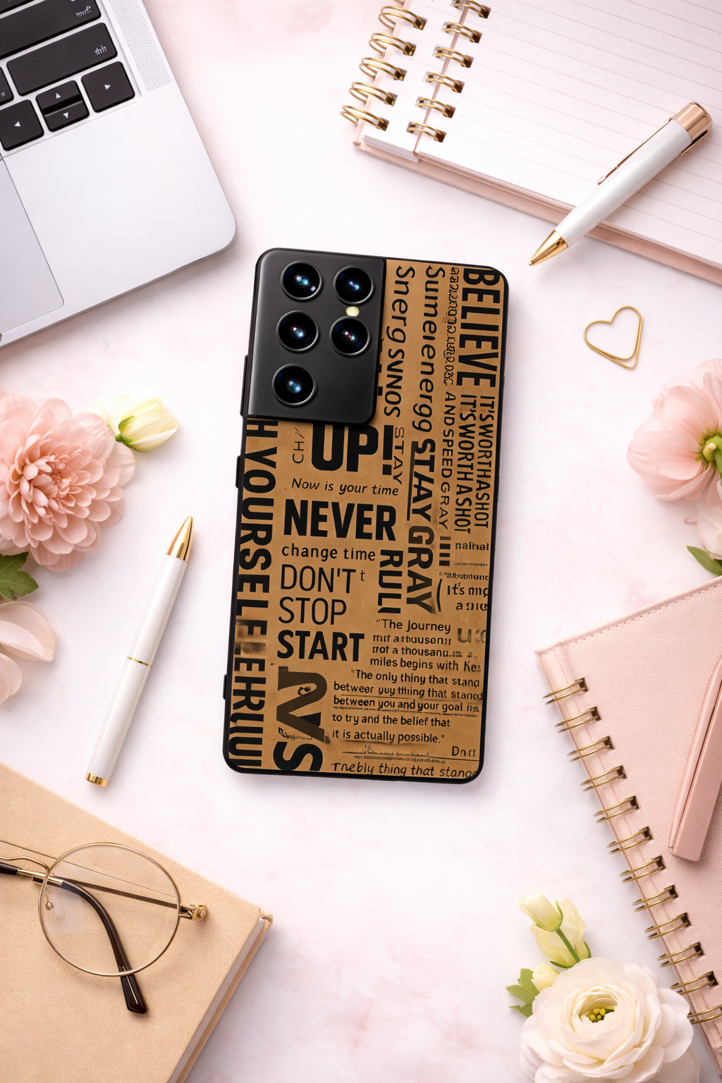 Words of Strength Premium Glass Back Cover For Galaxy S, A, M & F Series The Case & Co