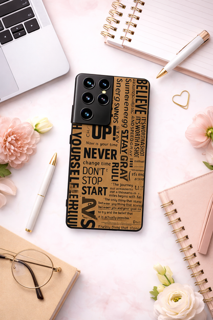 Words of Strength Premium Glass Back Cover For Galaxy S, A, M & F Series The Case & Co