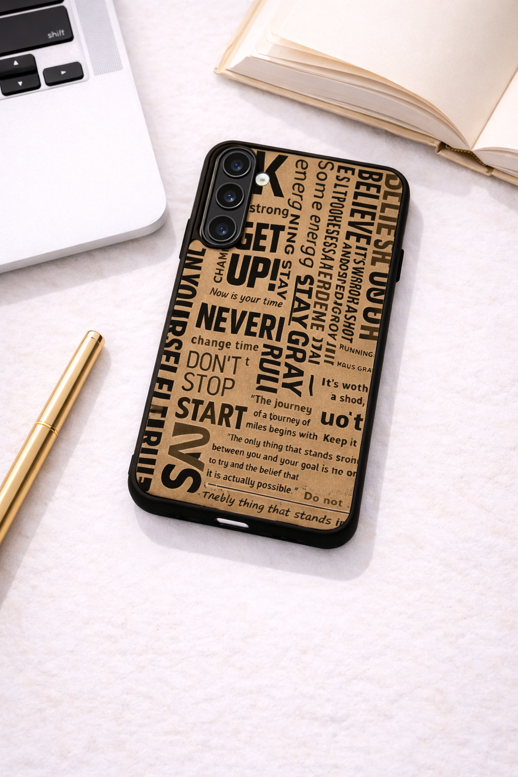 Words of Strength Premium Glass Back Cover For Galaxy S, A, M & F Series The Case & Co