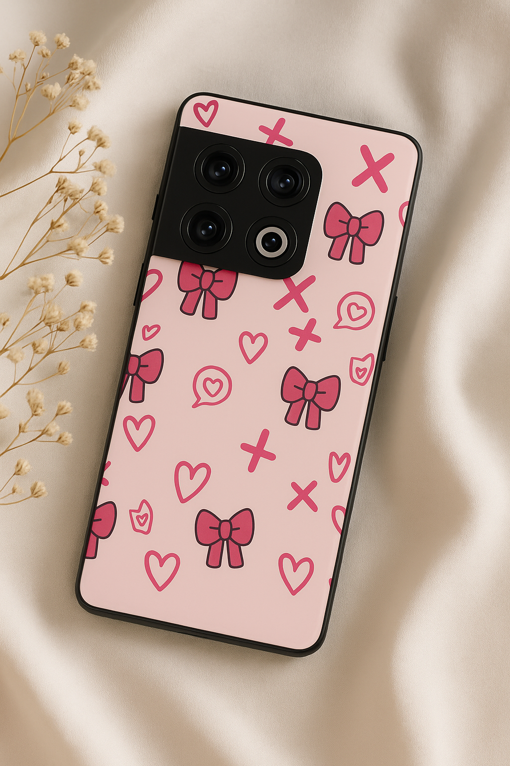 XOXO Bows Premium Glass Back Cover For One Plus 13, 12, 11, 10, Nord Series The Case & Co
