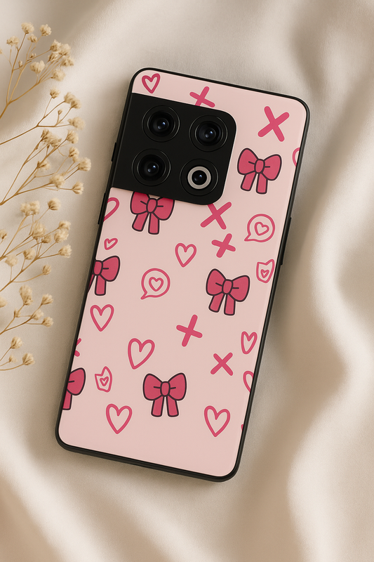 XOXO Bows Premium Glass Back Cover For One Plus 13, 12, 11, 10, Nord Series The Case & Co