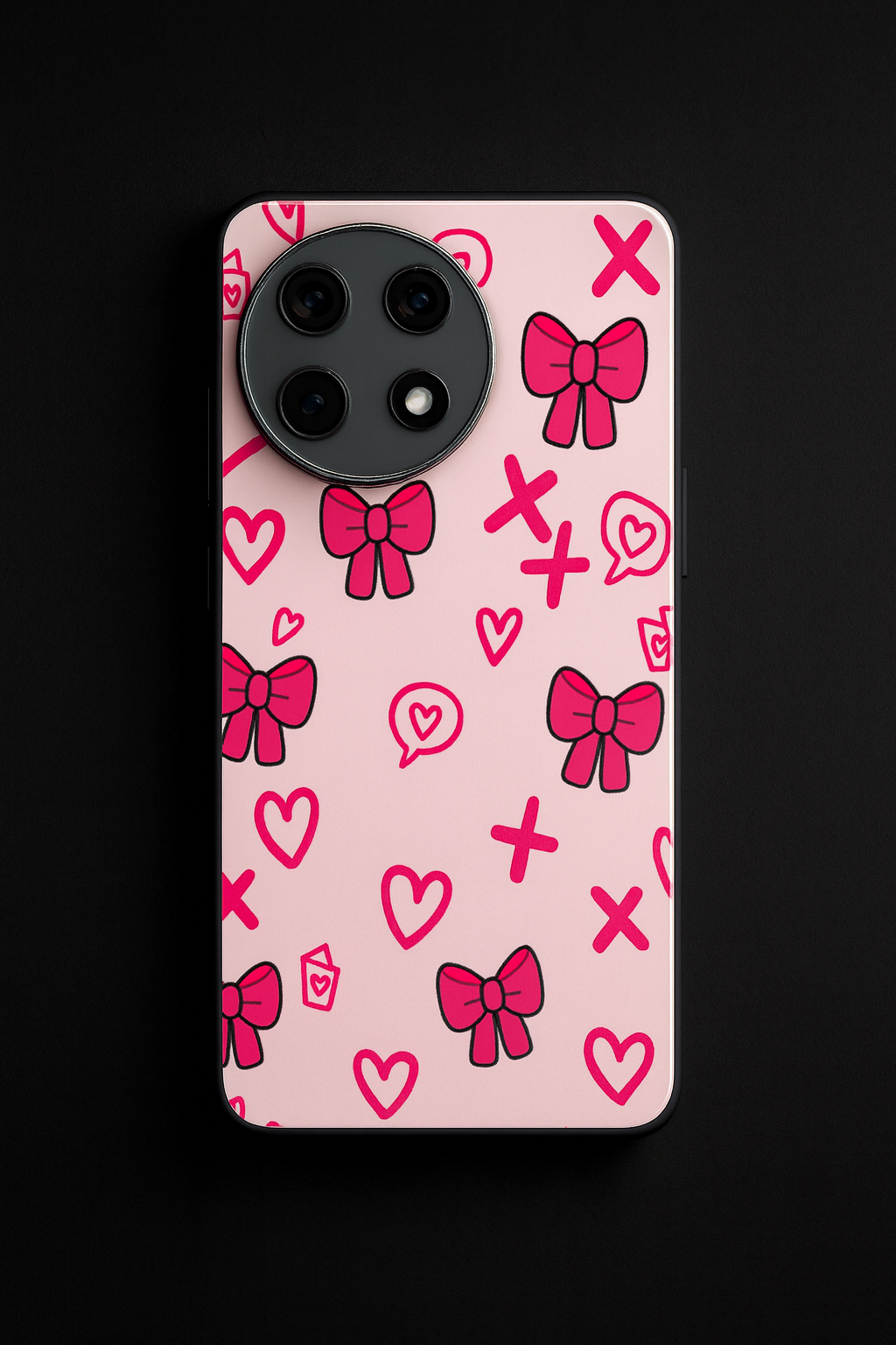 XOXO Bows Premium Glass Back Cover For One Plus 13, 12, 11, 10, Nord Series The Case & Co