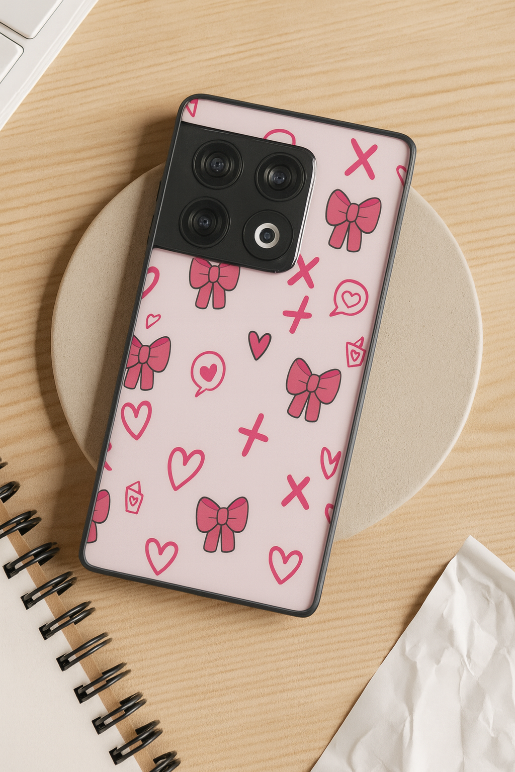 XOXO Bows Premium Glass Back Cover For One Plus 13, 12, 11, 10, Nord Series The Case & Co